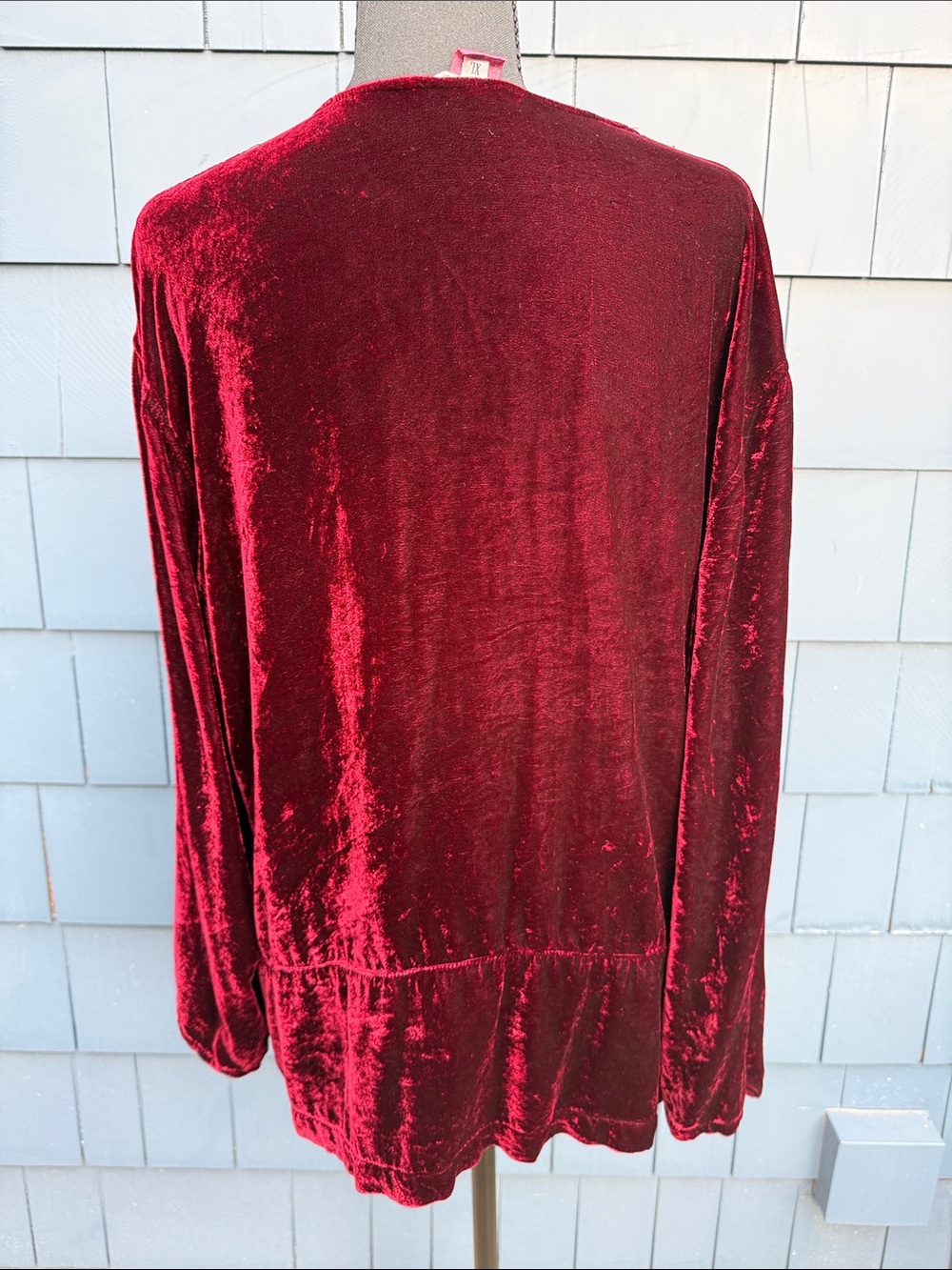 Kleen XL Velvet Button-Front Tunic Top - Red silk blend gorgeous - Picture 5 of 10